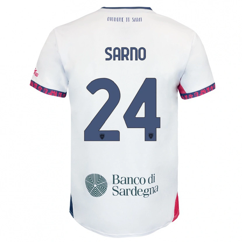 Danxen Hombre Camiseta Vincenzo Sarno #24 Blanco Marino Rojo 2ª Equipación 2025/26 La Camisa México