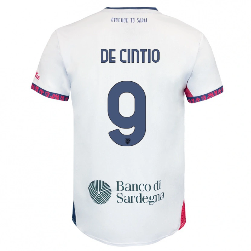 Danxen Hombre Camiseta Jacopo De Cintio #9 Blanco Marino Rojo 2ª Equipación 2025/26 La Camisa México