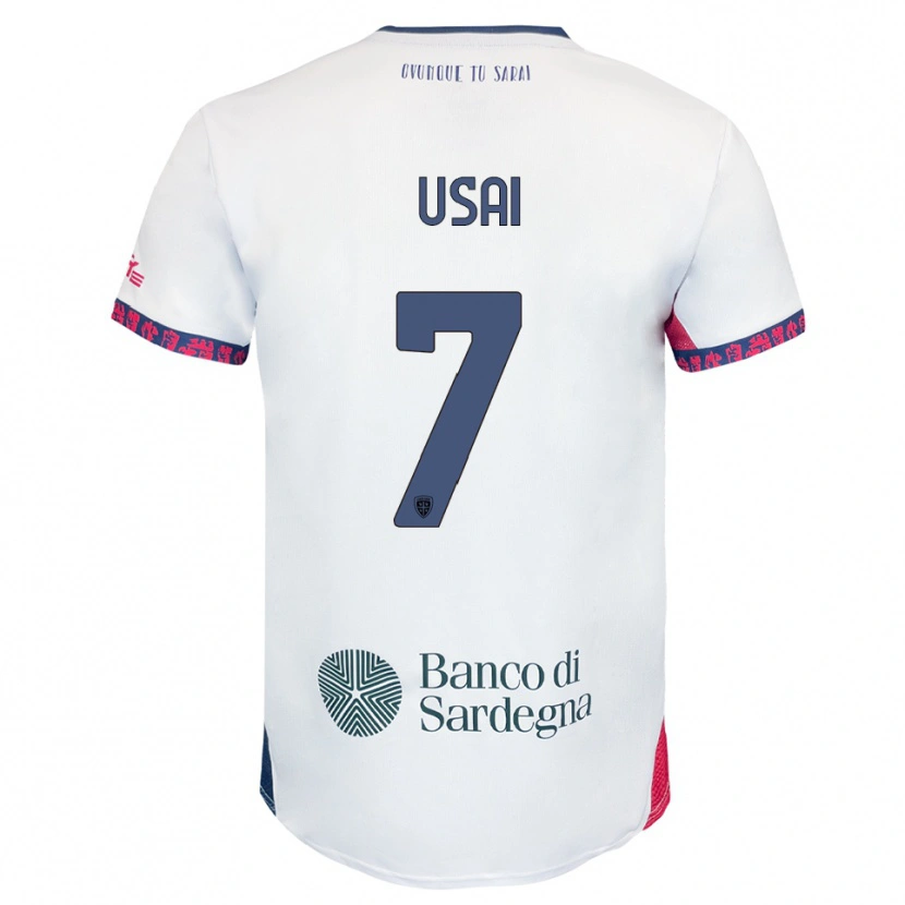 Danxen Hombre Camiseta Carlo Usai #7 Blanco Marino Rojo 2ª Equipación 2025/26 La Camisa México