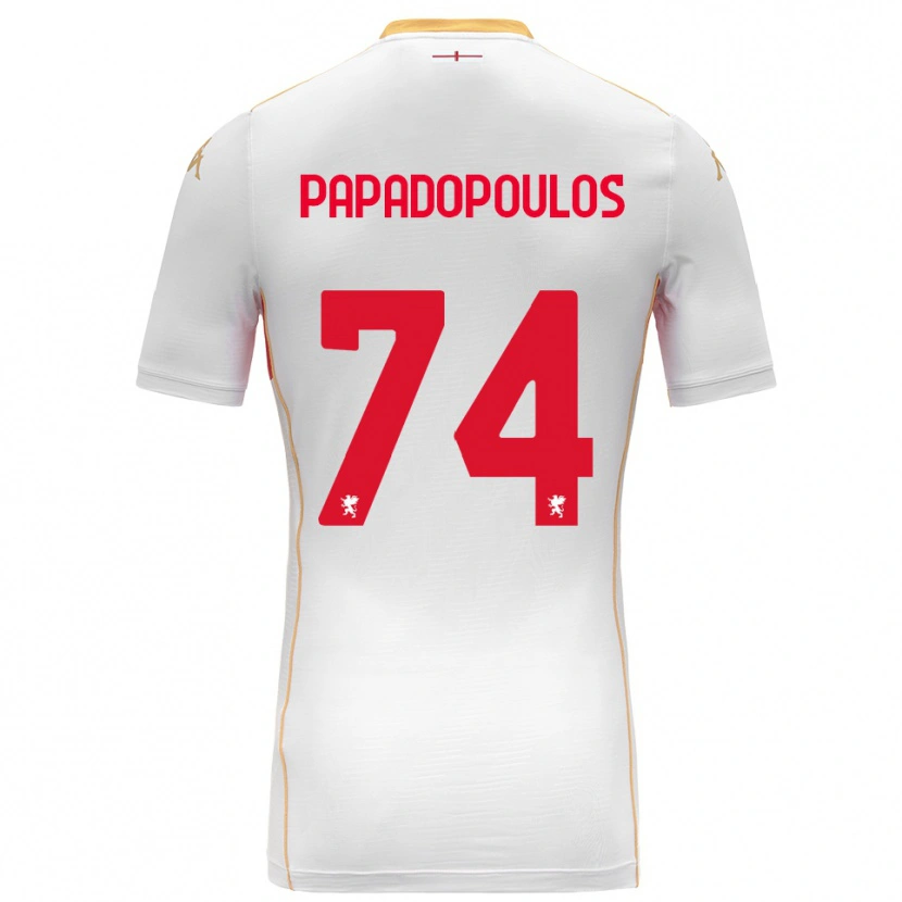 Danxen Hombre Camiseta Christos Papadopoulos #74 Blanco Rojo 2ª Equipación 2025/26 La Camisa México