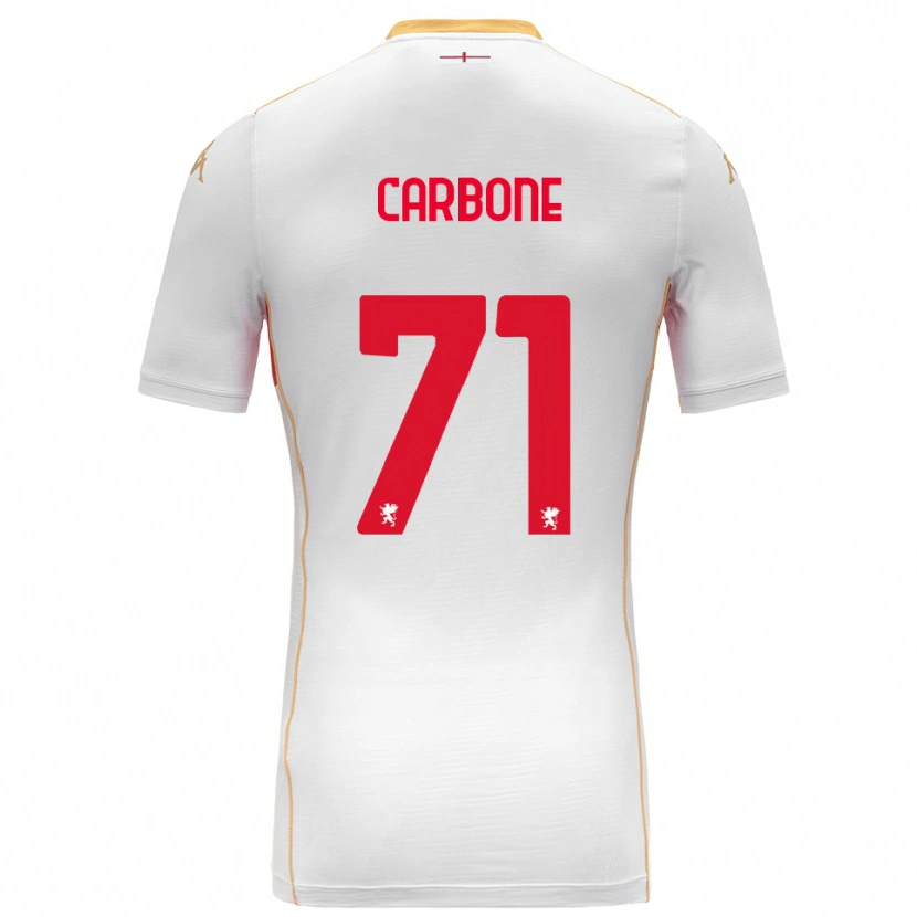 Danxen Hombre Camiseta Filippo Carbone #71 Blanco Rojo 2ª Equipación 2025/26 La Camisa México