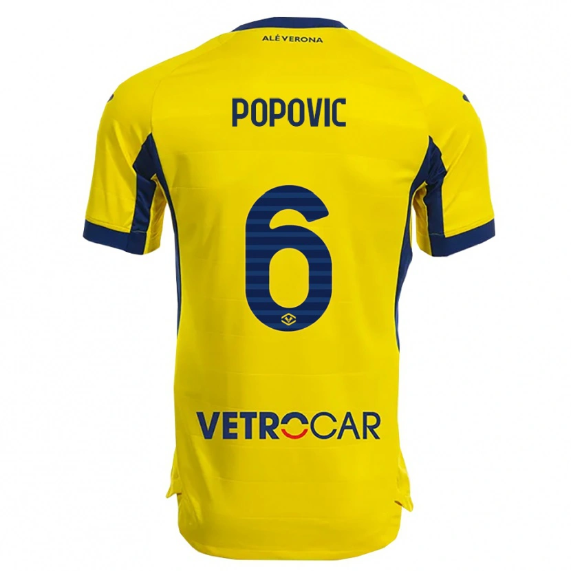 Danxen Hombre Camiseta Andrej Popovic #6 Amarillo Marino 2ª Equipación 2025/26 La Camisa México