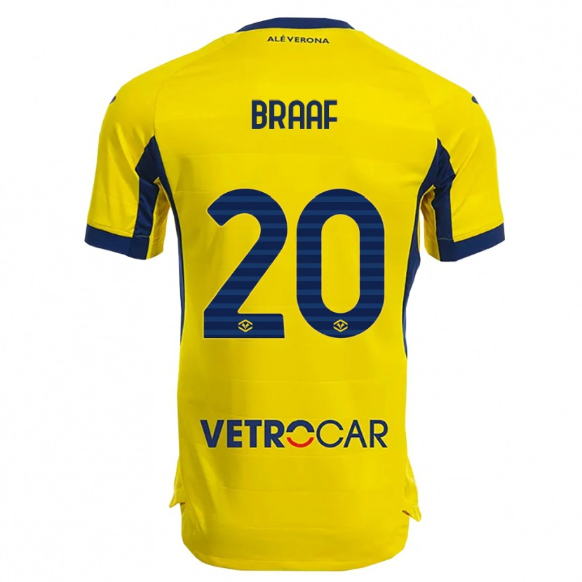 Danxen Hombre Camiseta Jayden Braaf #20 Amarillo Marino 2ª Equipación 2025/26 La Camisa México