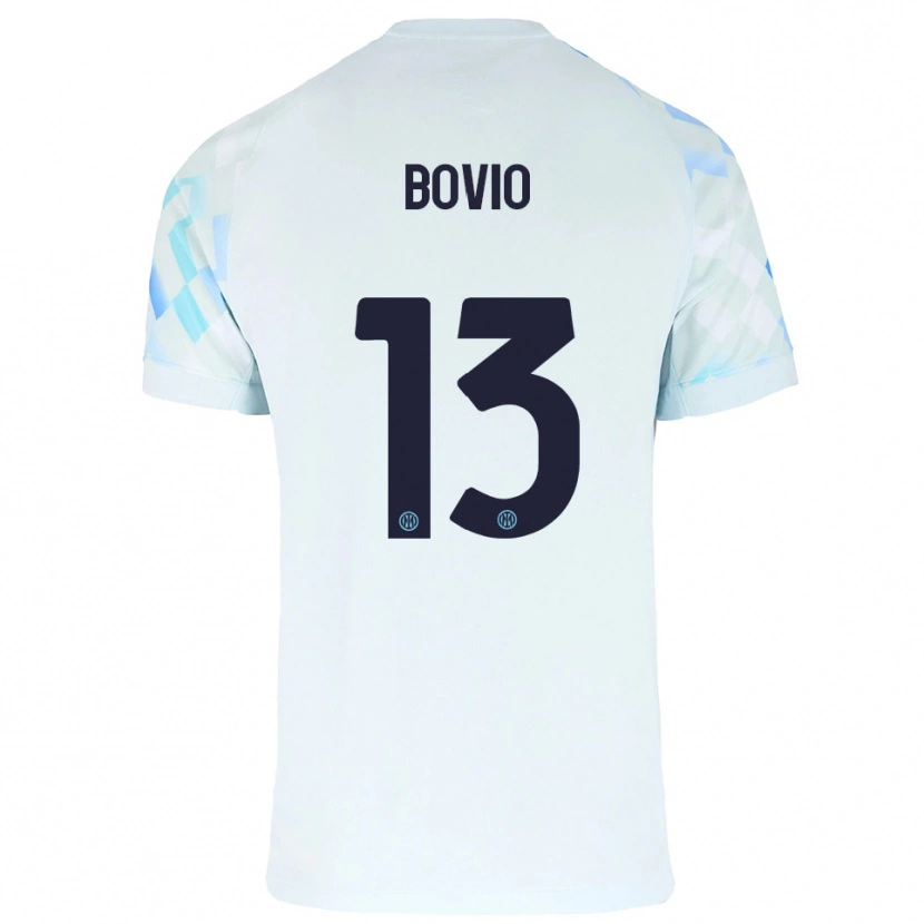 Danxen Hombre Camiseta Leonardo Bovio #13 Blanco Azul 2ª Equipación 2025/26 La Camisa México