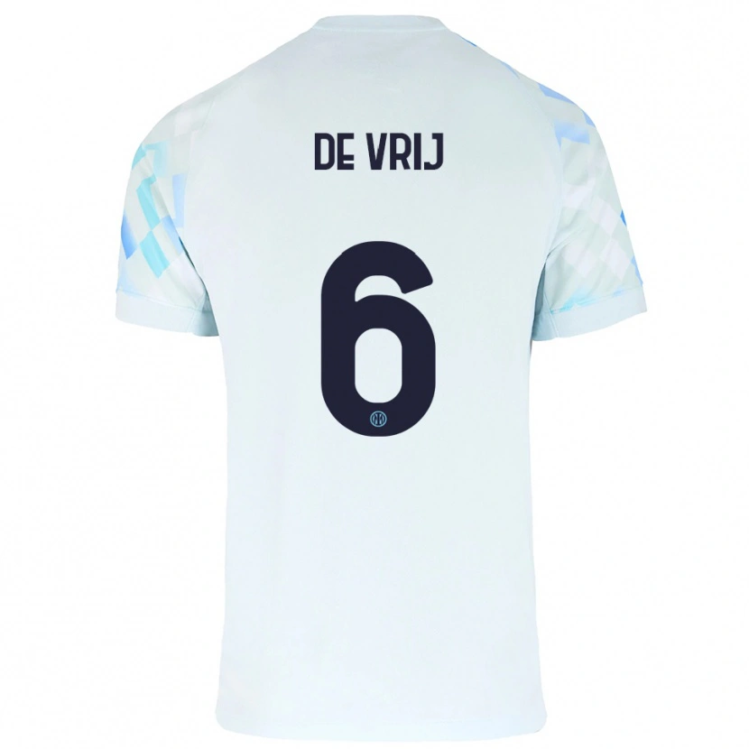 Danxen Hombre Camiseta Stefan De Vrij #6 Blanco Azul 2ª Equipación 2025/26 La Camisa México
