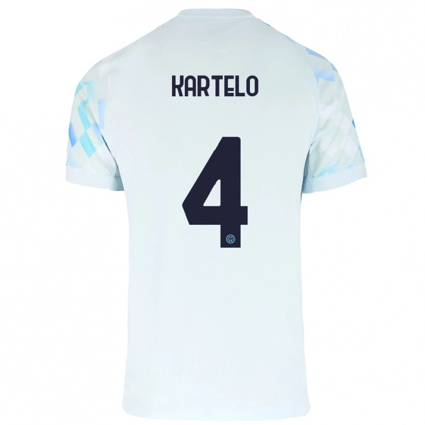 Danxen Hombre Camiseta Dominik Kartelo #4 Blanco Azul 2ª Equipación 2025/26 La Camisa México