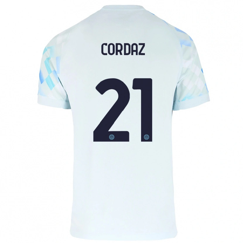 Danxen Hombre Camiseta Alex Cordaz #21 Blanco Azul 2ª Equipación 2025/26 La Camisa México