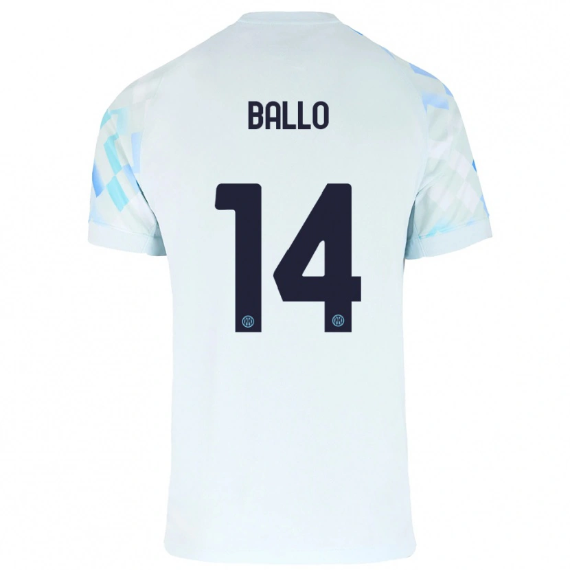 Danxen Hombre Camiseta Lamine Ballo #14 Blanco Azul 2ª Equipación 2025/26 La Camisa México
