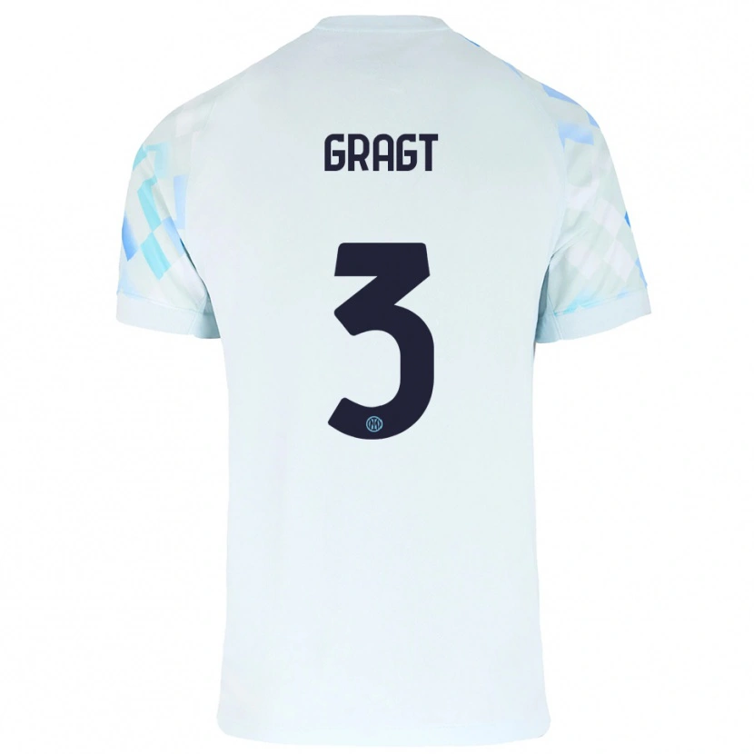 Danxen Hombre Camiseta Stefanie Van Der Gragt #3 Blanco Azul 2ª Equipación 2025/26 La Camisa México