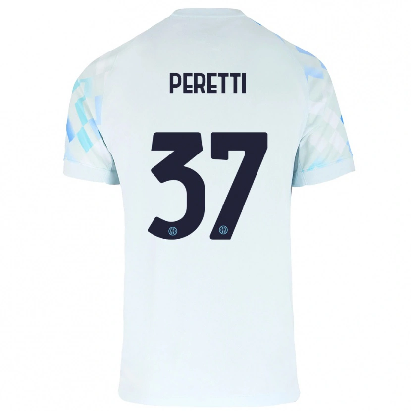 Danxen Hombre Camiseta Lorenzo Peretti #37 Blanco Azul 2ª Equipación 2025/26 La Camisa México
