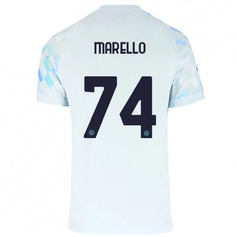Danxen Hombre Camiseta Mattia Marello #74 Blanco Azul 2ª Equipación 2025/26 La Camisa México