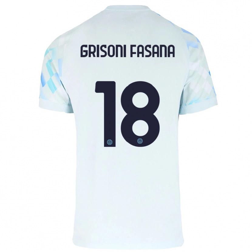 Danxen Hombre Camiseta Marco Grisoni Fasana #18 Blanco Azul 2ª Equipación 2025/26 La Camisa México