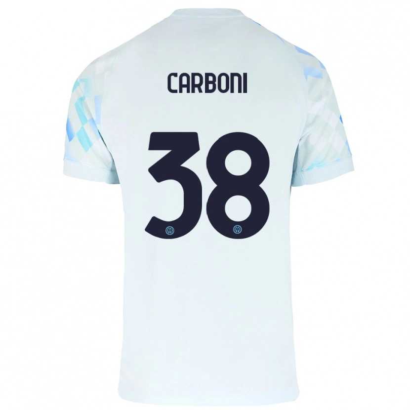 Danxen Hombre Camiseta Valentin Carboni #38 Blanco Azul 2ª Equipación 2025/26 La Camisa México