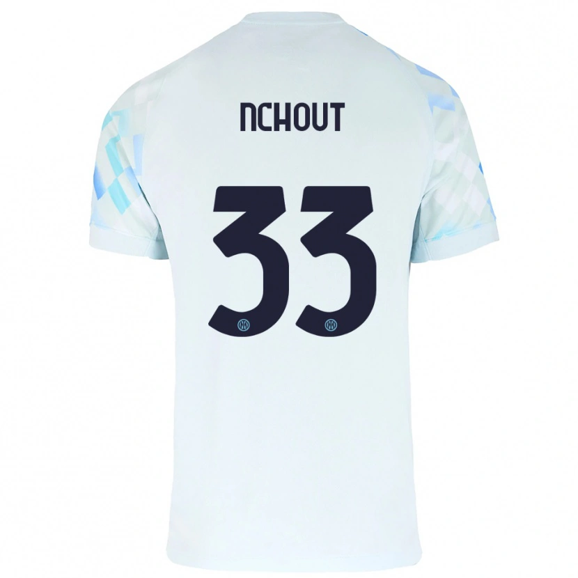Danxen Hombre Camiseta Ajara Nchout #33 Blanco Azul 2ª Equipación 2025/26 La Camisa México