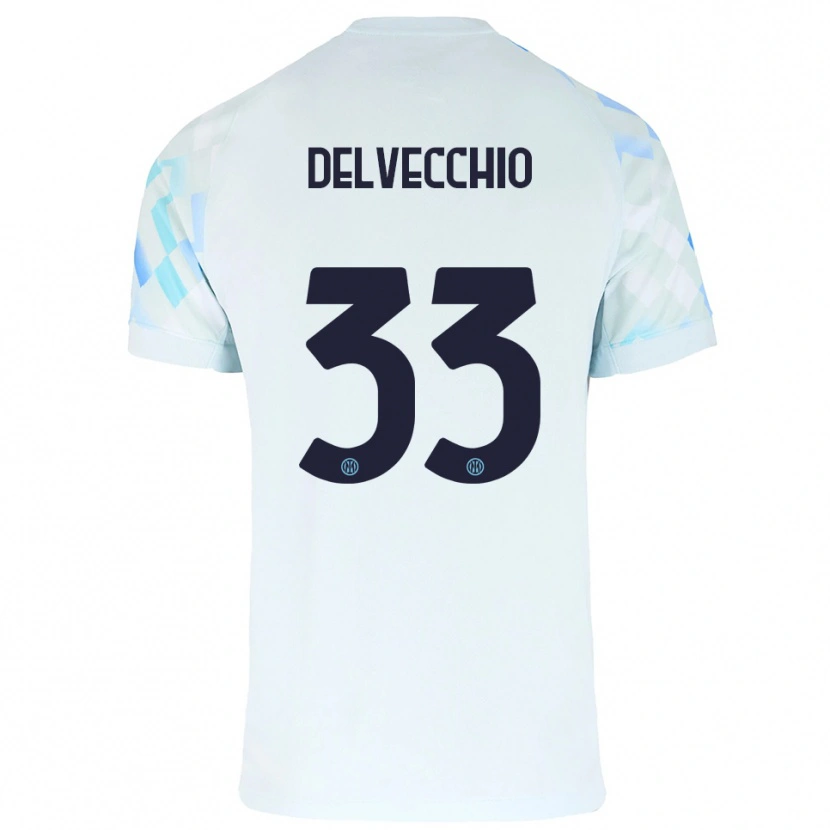 Danxen Hombre Camiseta Gabriele Delvecchio #33 Blanco Azul 2ª Equipación 2025/26 La Camisa México