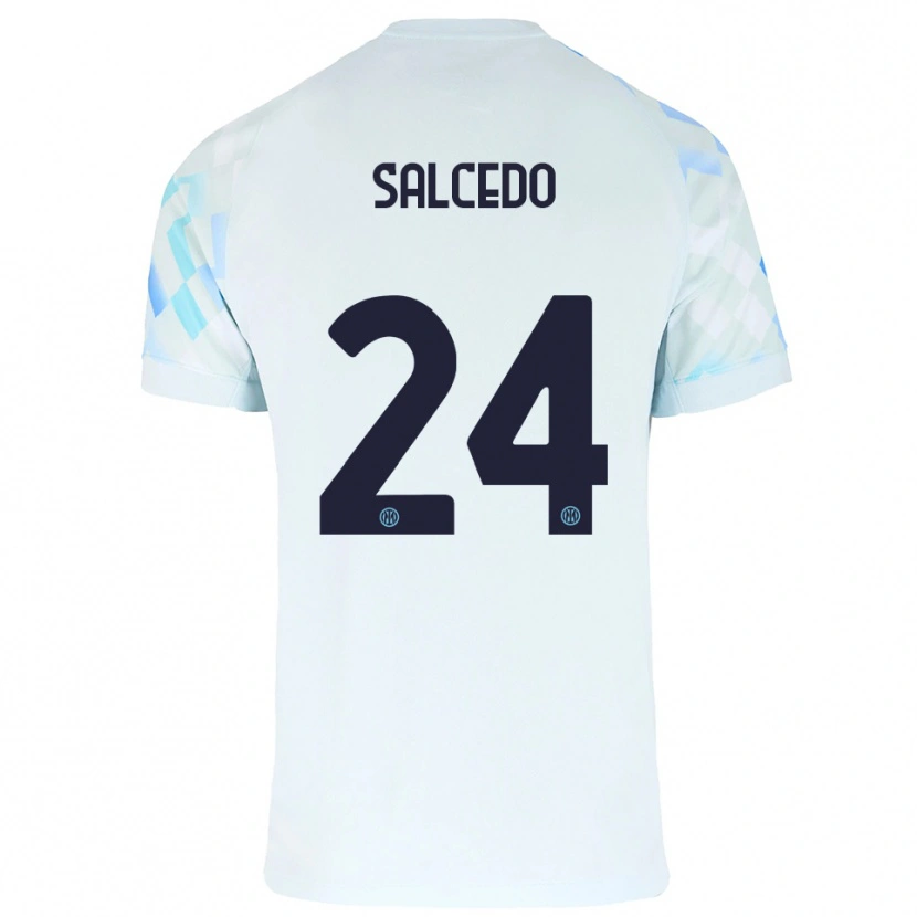 Danxen Hombre Camiseta Eddie Salcedo #24 Blanco Azul 2ª Equipación 2025/26 La Camisa México