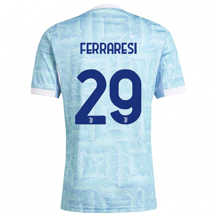 Danxen Hombre Camiseta Eleonora Ferraresi #29 Azul Cielo Amarillo 2ª Equipación 2025/26 La Camisa México