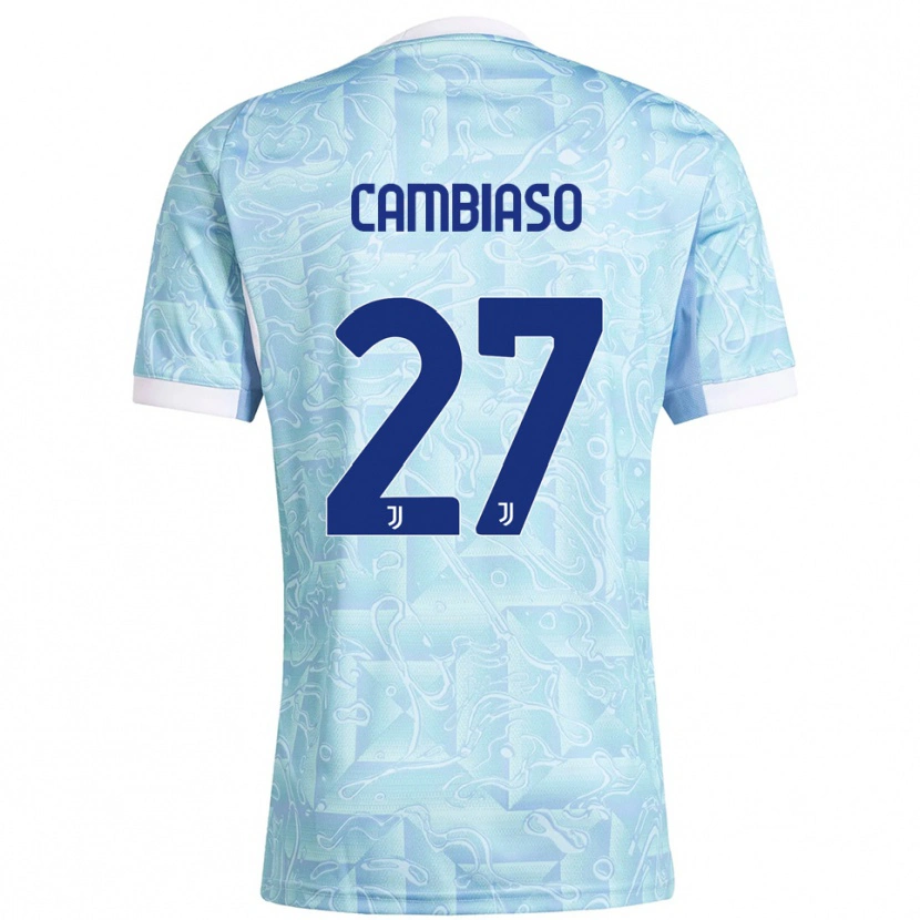 Danxen Hombre Camiseta Andrea Cambiaso #27 Azul Cielo Amarillo 2ª Equipación 2025/26 La Camisa México