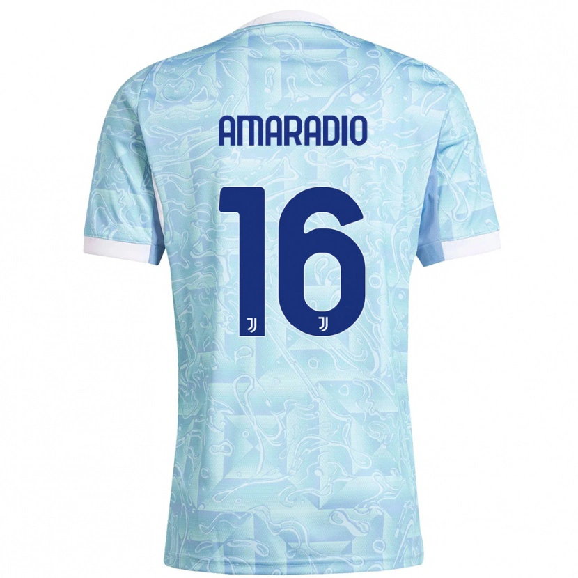 Danxen Hombre Camiseta Luca Amaradio #16 Azul Cielo Amarillo 2ª Equipación 2025/26 La Camisa México