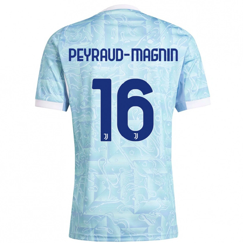 Danxen Hombre Camiseta Pauline Camille Peyraud-Magnin #16 Azul Cielo Amarillo 2ª Equipación 2025/26 La Camisa México