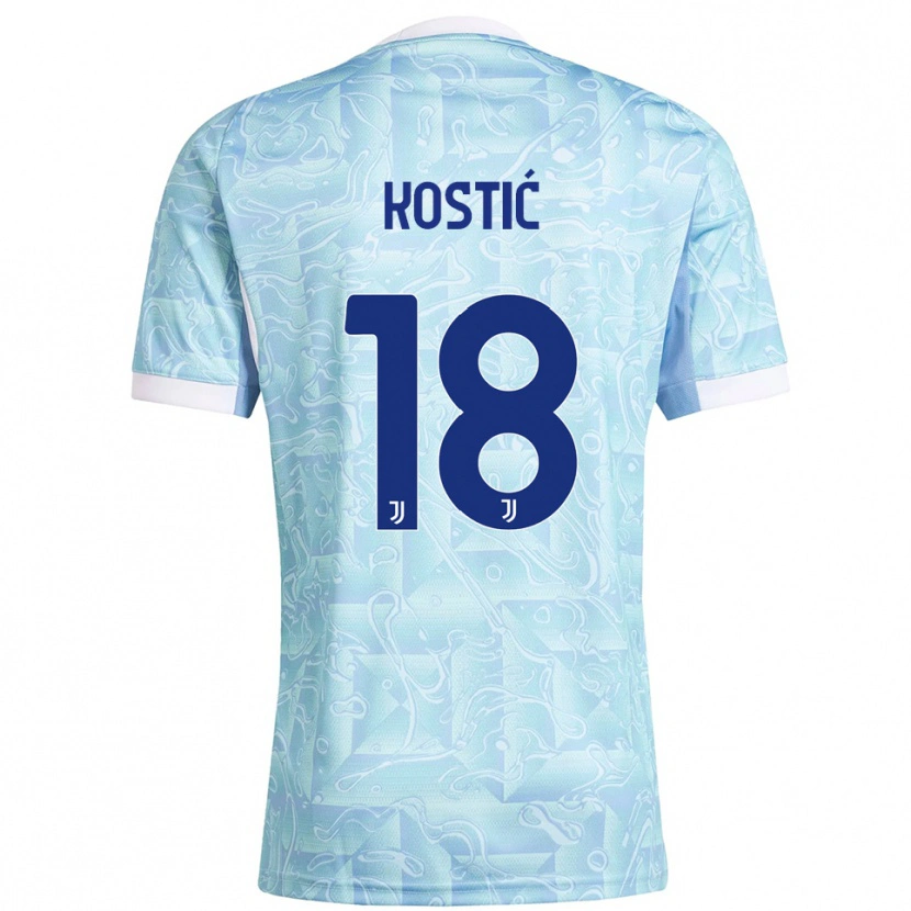 Danxen Hombre Camiseta Filip Kostić #18 Azul Cielo Amarillo 2ª Equipación 2025/26 La Camisa México