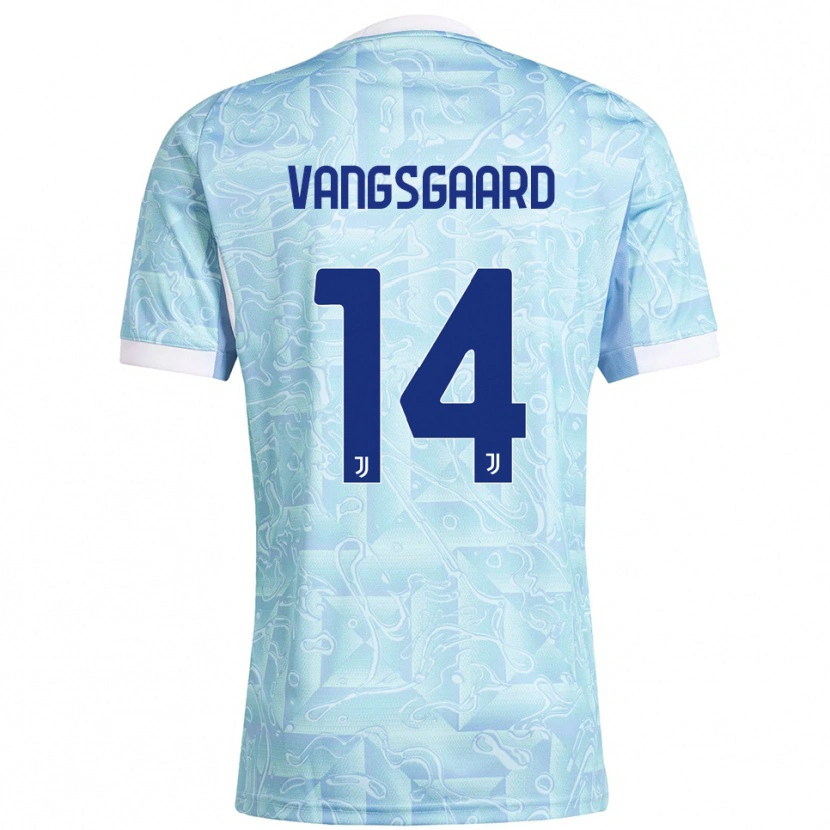 Danxen Hombre Camiseta Amalie Jørgensen Vangsgaard #14 Azul Cielo Amarillo 2ª Equipación 2025/26 La Camisa México