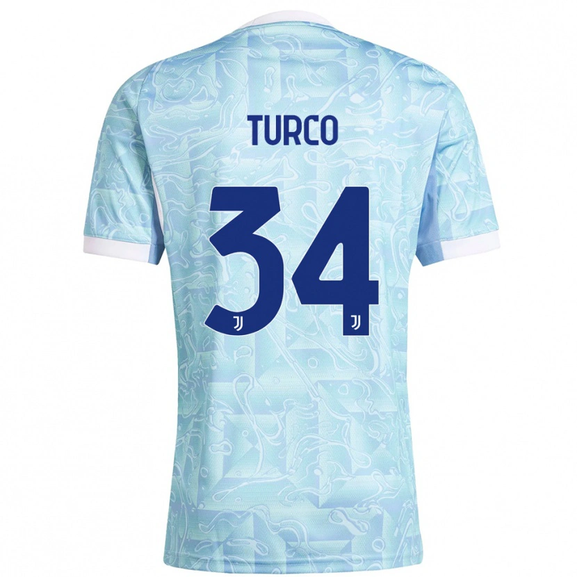 Danxen Hombre Camiseta Stefano Turco #34 Azul Cielo Amarillo 2ª Equipación 2025/26 La Camisa México