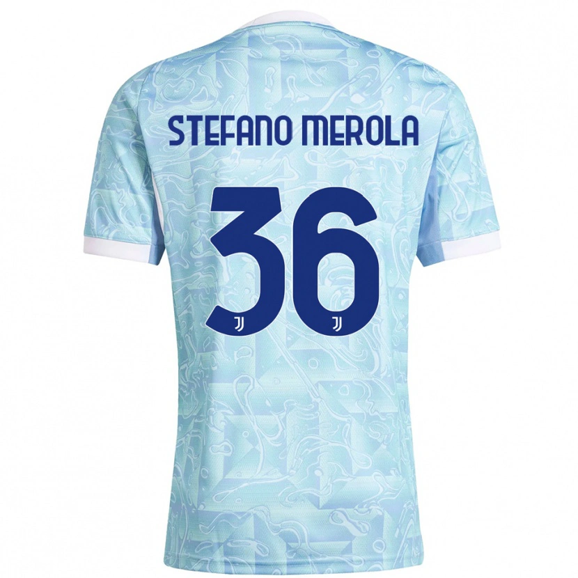 Danxen Hombre Camiseta Antonio Stefano Merola #36 Azul Cielo Amarillo 2ª Equipación 2025/26 La Camisa México
