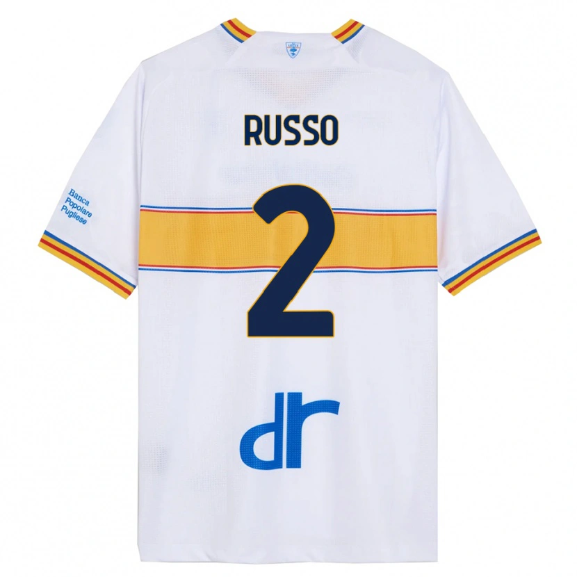 Danxen Hombre Camiseta Luca Russo #2 Blanco Amarillo 2ª Equipación 2025/26 La Camisa México
