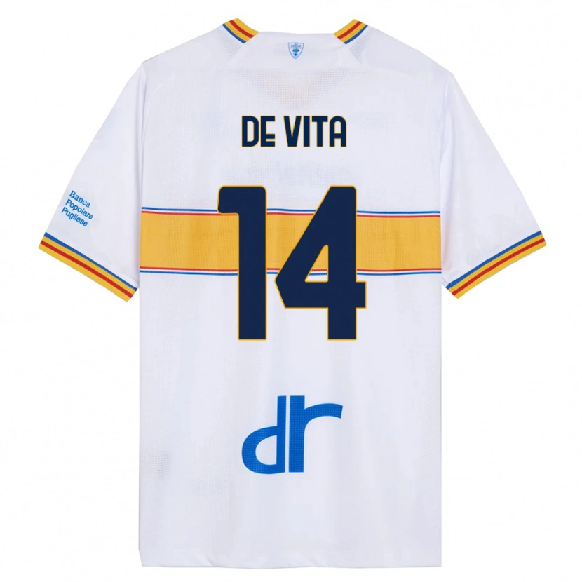 Danxen Hombre Camiseta Mattia De Vita #14 Blanco Amarillo 2ª Equipación 2025/26 La Camisa México