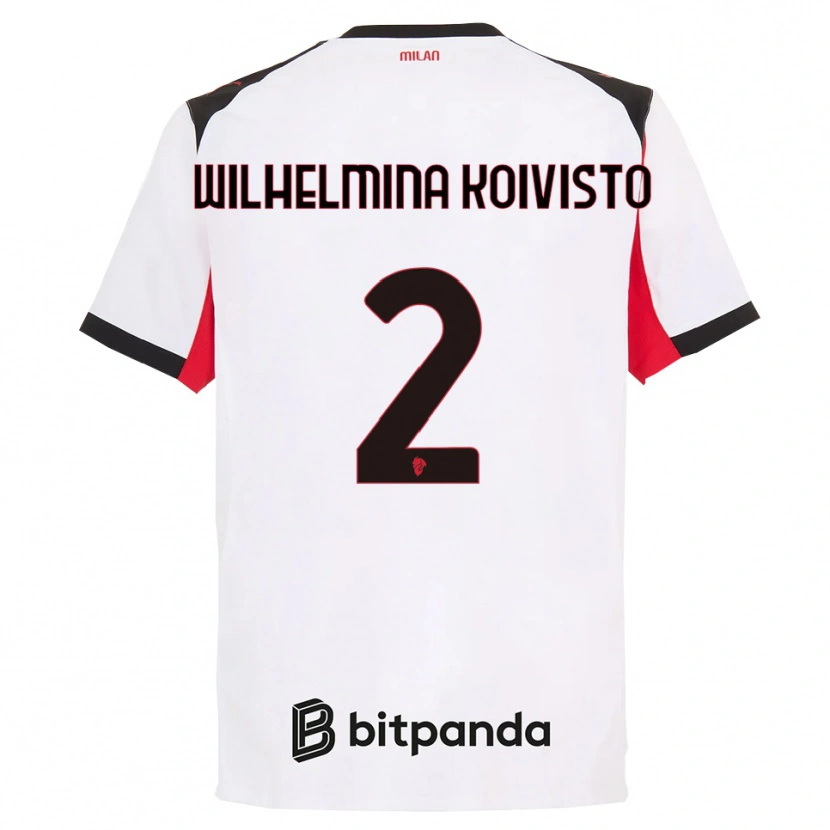 Danxen Hombre Camiseta Emma Wilhelmina Koivisto #2 Blanco Negro 2ª Equipación 2025/26 La Camisa México