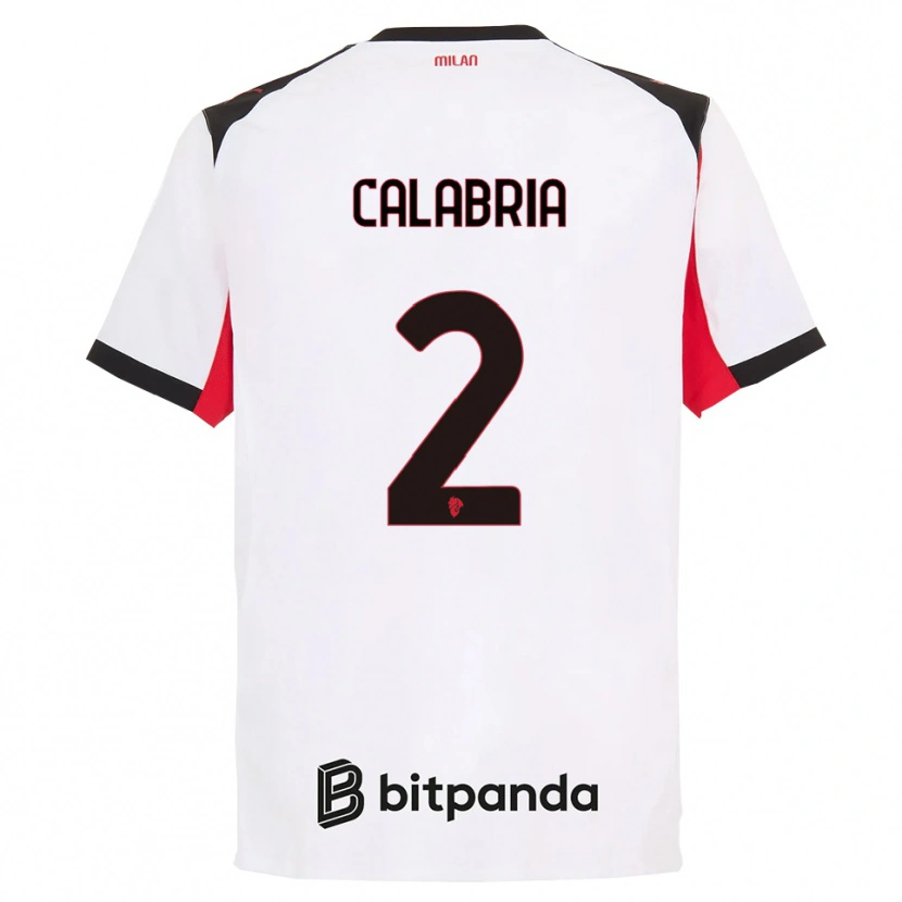 Danxen Hombre Camiseta Davide Calabria #2 Blanco Negro 2ª Equipación 2025/26 La Camisa México