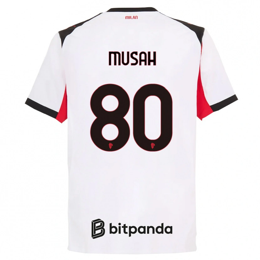 Danxen Hombre Camiseta Yunus Musah #80 Blanco Negro 2ª Equipación 2025/26 La Camisa México