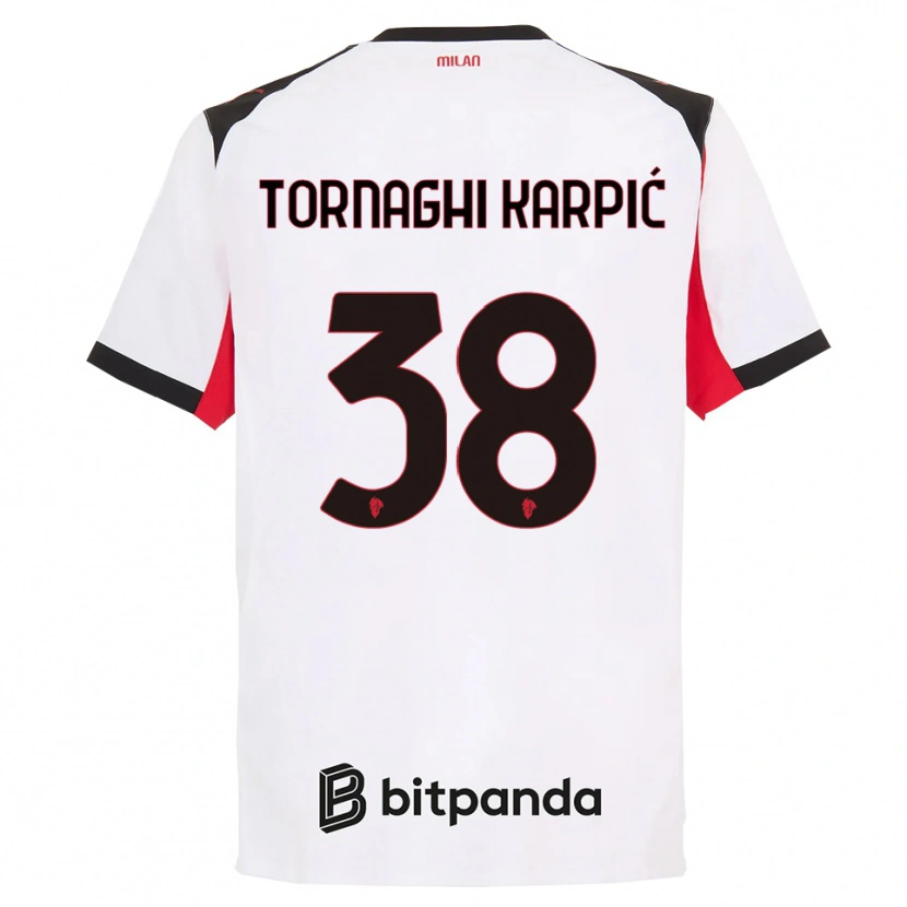 Danxen Hombre Camiseta Lavinia Tornaghi Karpić #38 Blanco Negro 2ª Equipación 2025/26 La Camisa México