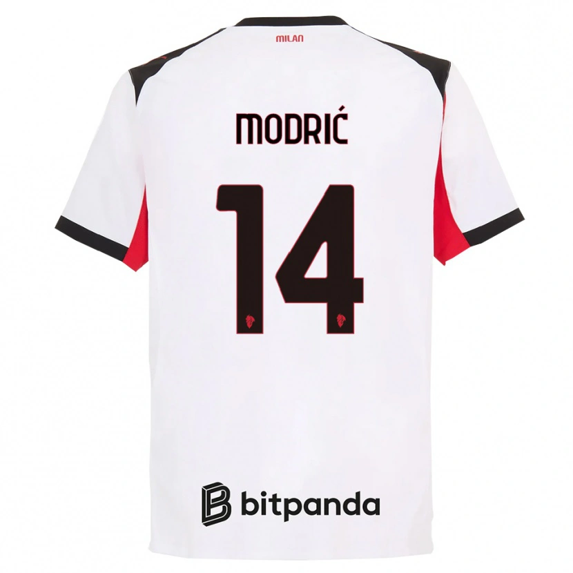 Danxen Hombre Camiseta Luka Modrić #14 Blanco Negro 2ª Equipación 2025/26 La Camisa México