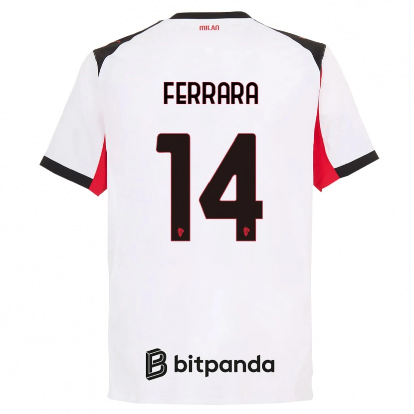 Danxen Hombre Camiseta Francesco Ferrara #14 Blanco Negro 2ª Equipación 2025/26 La Camisa México