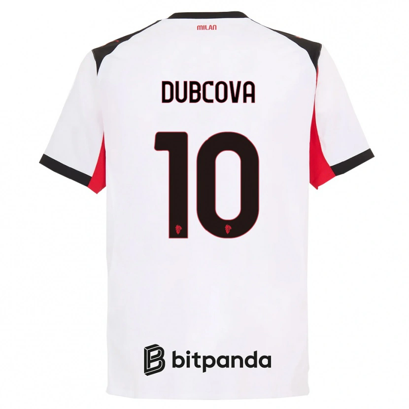Danxen Hombre Camiseta Kamila Dubcova #10 Blanco Negro 2ª Equipación 2025/26 La Camisa México