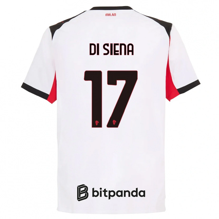 Danxen Hombre Camiseta Andrea Di Siena #17 Blanco Negro 2ª Equipación 2025/26 La Camisa México
