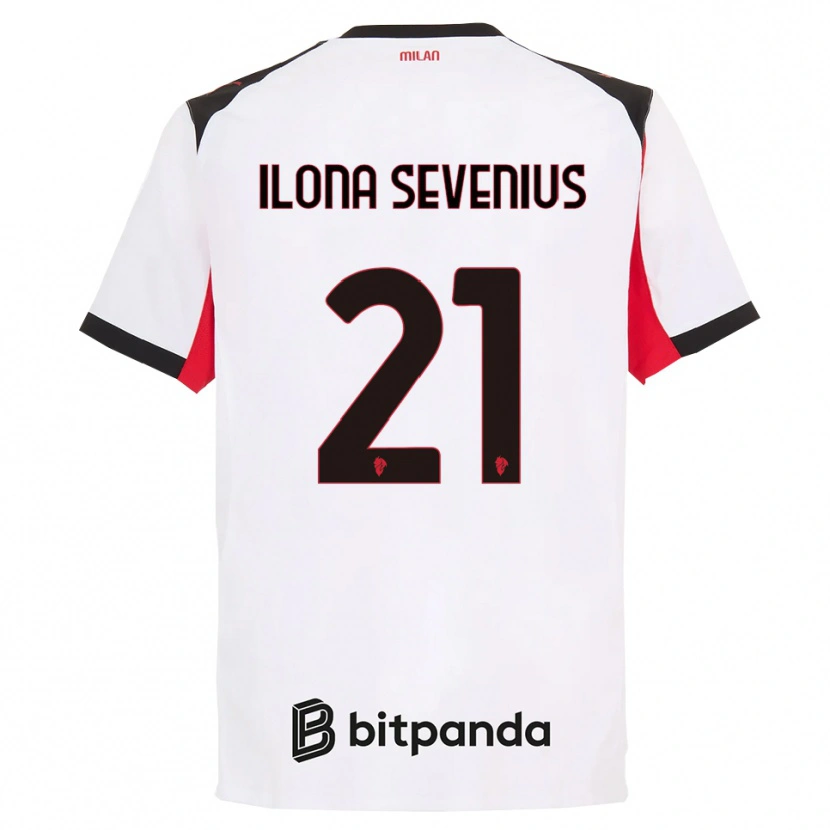 Danxen Hombre Camiseta Oona Ilona Sevenius #21 Blanco Negro 2ª Equipación 2025/26 La Camisa México