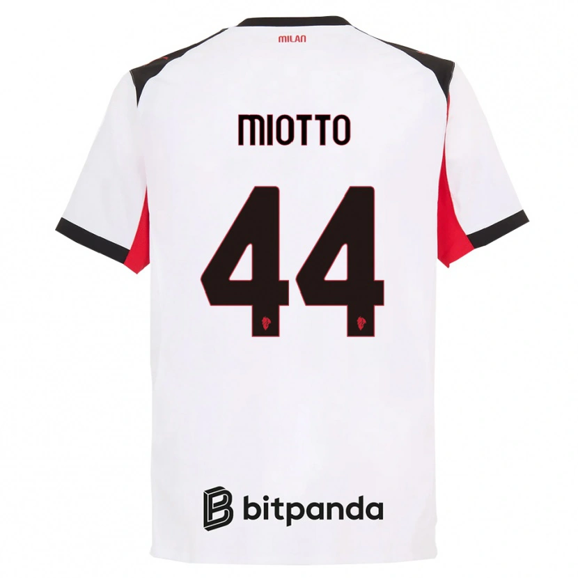 Danxen Hombre Camiseta Giorgia Miotto #44 Blanco Negro 2ª Equipación 2025/26 La Camisa México
