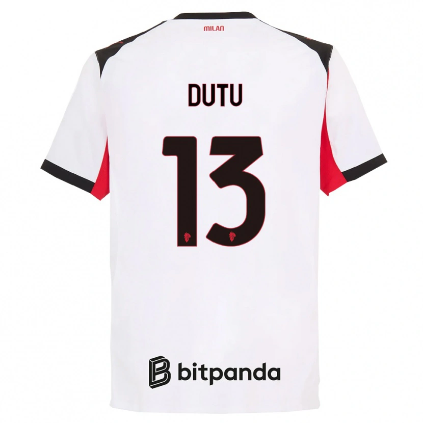 Danxen Hombre Camiseta Matteo Duțu #13 Blanco Negro 2ª Equipación 2025/26 La Camisa México