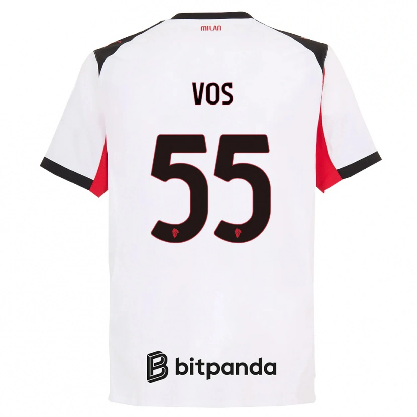Danxen Hombre Camiseta Silvano Vos #55 Blanco Negro 2ª Equipación 2025/26 La Camisa México