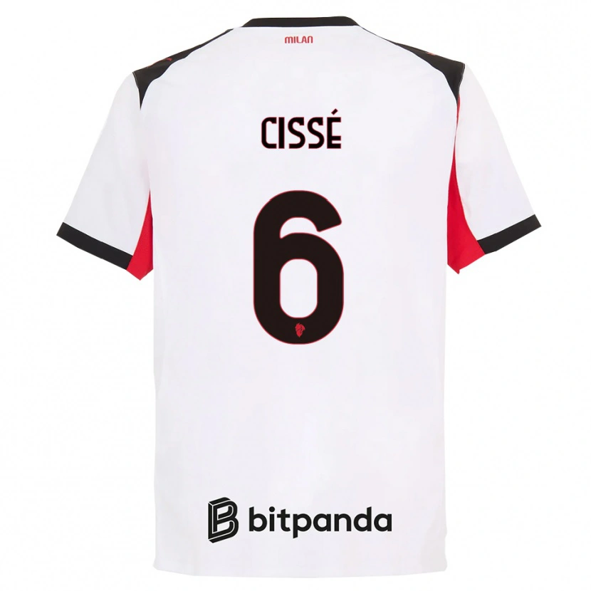 Danxen Hombre Camiseta Maiga-Hamadoun Cissé #6 Blanco Negro 2ª Equipación 2025/26 La Camisa México