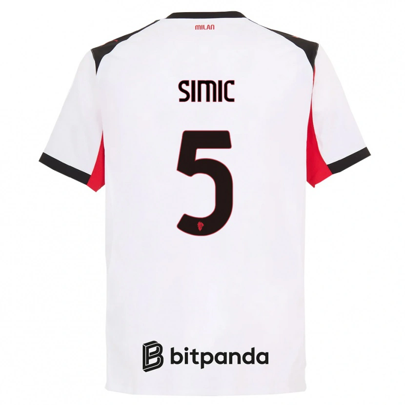 Danxen Hombre Camiseta Jan-Carlo Simic #5 Blanco Negro 2ª Equipación 2025/26 La Camisa México