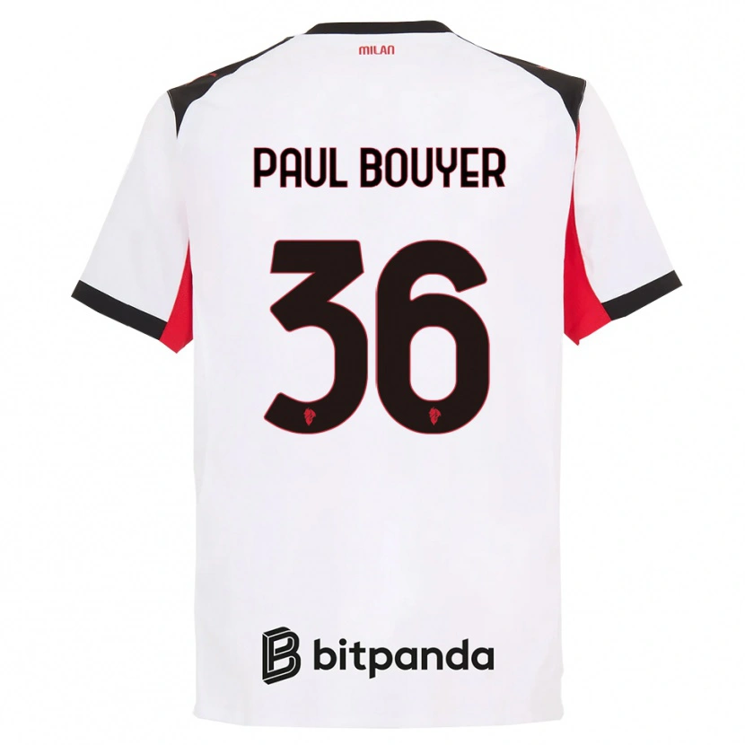 Danxen Hombre Camiseta Léo Paul Bouyer #36 Blanco Negro 2ª Equipación 2025/26 La Camisa México