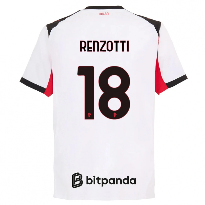 Danxen Hombre Camiseta Monica Renzotti #18 Blanco Negro 2ª Equipación 2025/26 La Camisa México