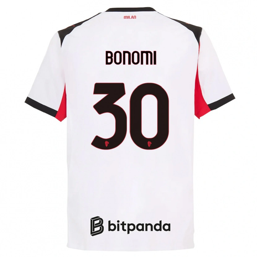 Danxen Hombre Camiseta Alessandro Bonomi #30 Blanco Negro 2ª Equipación 2025/26 La Camisa México