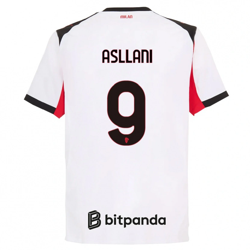 Danxen Hombre Camiseta Kosovare Asllani #9 Blanco Negro 2ª Equipación 2025/26 La Camisa México