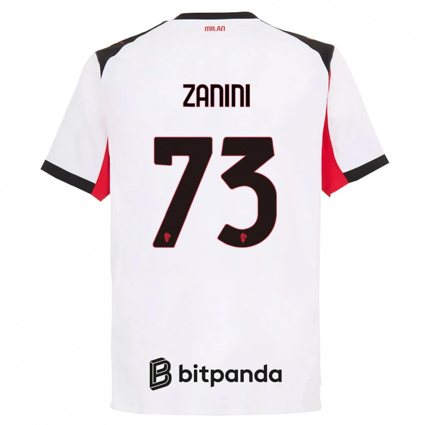 Danxen Hombre Camiseta Paola Zanini #73 Blanco Negro 2ª Equipación 2025/26 La Camisa México