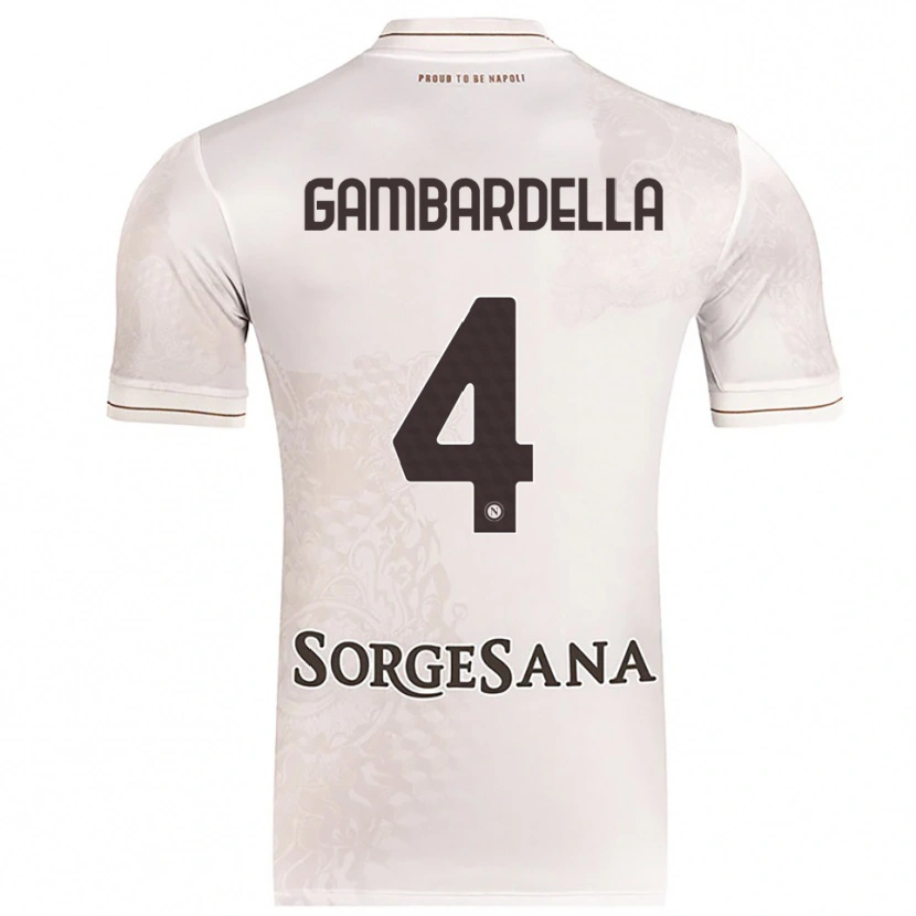 Danxen Hombre Camiseta Vittorio Gambardella #4 Champán Marrón 2ª Equipación 2025/26 La Camisa México